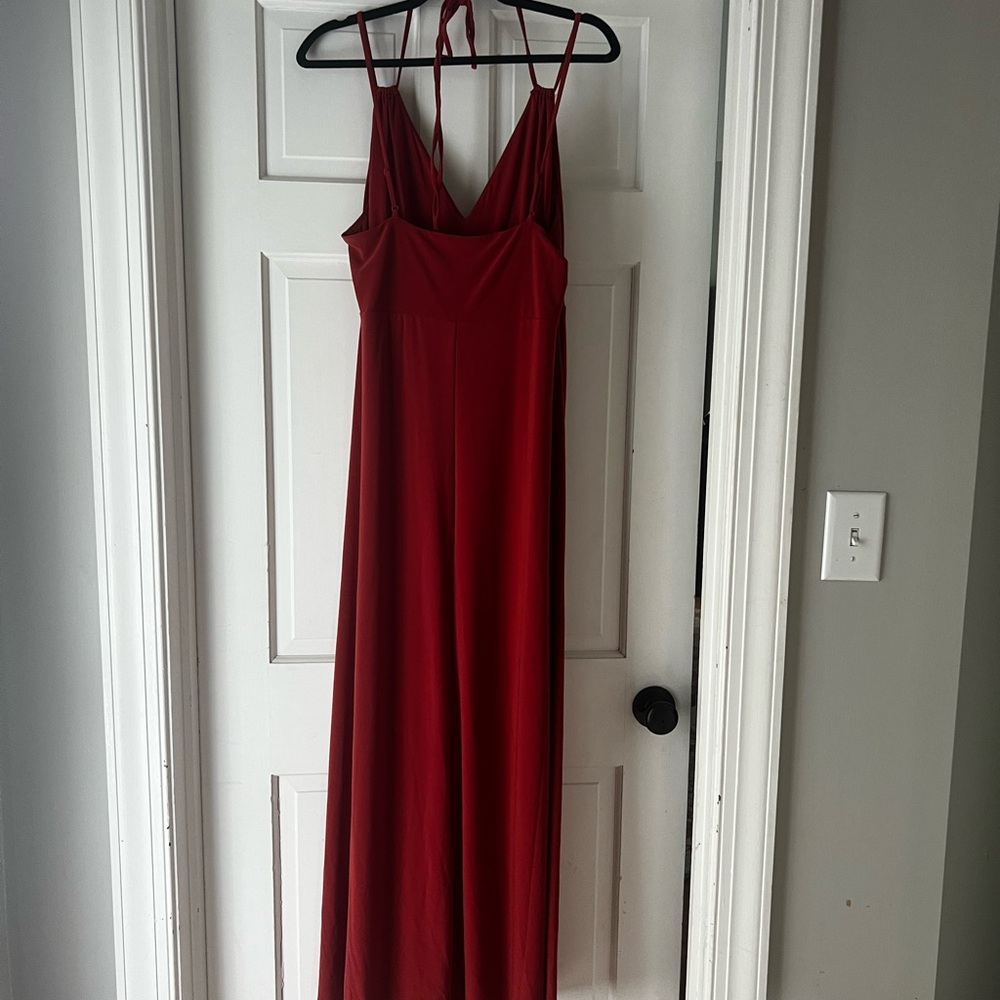 Elegant Rust Halter Maxi Dress